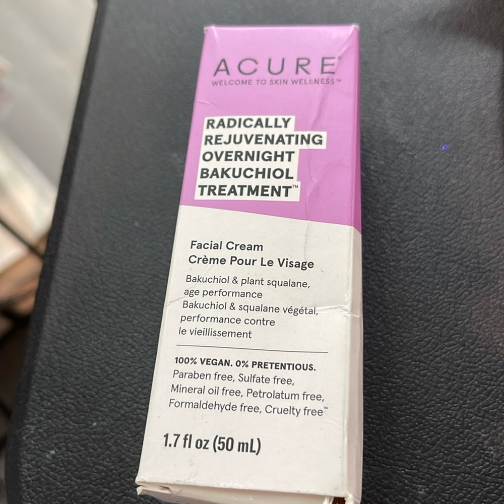 Acure Radically Rejuvenating Bakuchiol Overnight Skin Treatment NEW in Box